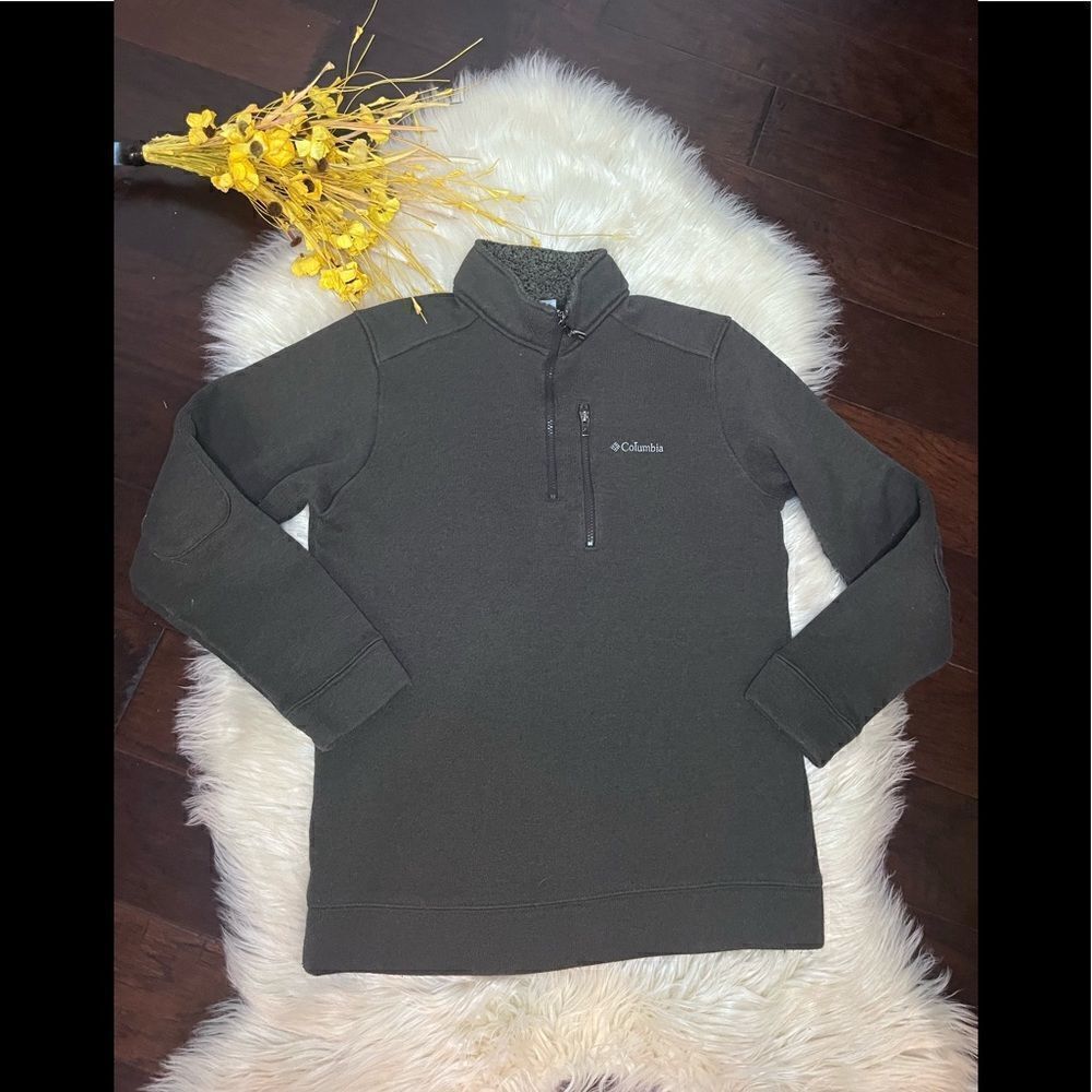 Columbia dark olive green pullover sherpa neck sz large